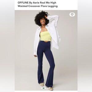 aerie Navy High-Waisted Crossover Flare Leggings